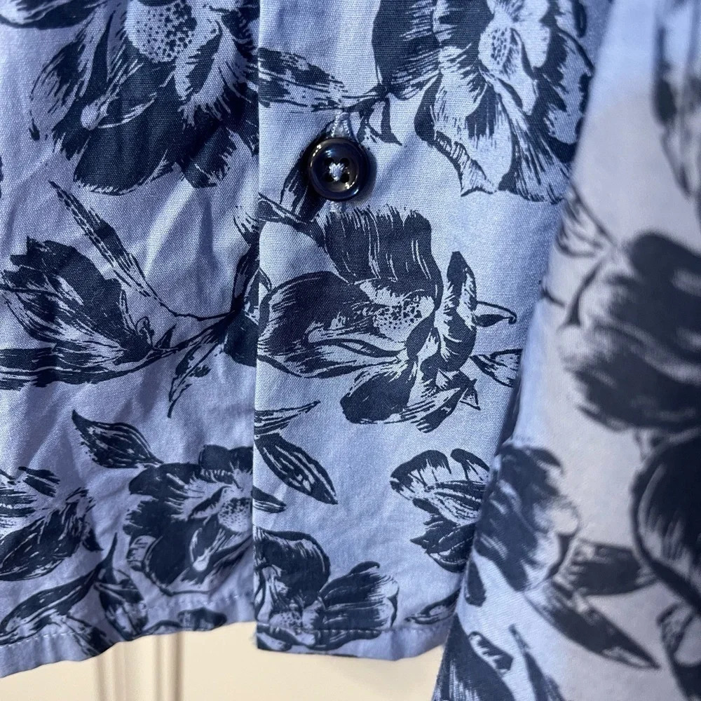 Haspel Clio Light Blue Tonal Floral Button Down Short Sleeve Shirt New Orleans‎ - Picture 4 of 9